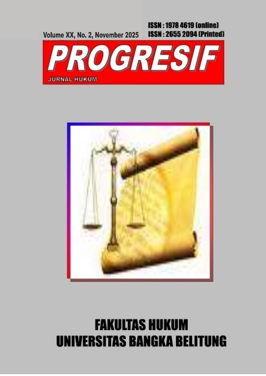 					View Vol. 20 No. 2 (2025): PROGRESIF: Jurnal Hukum
				