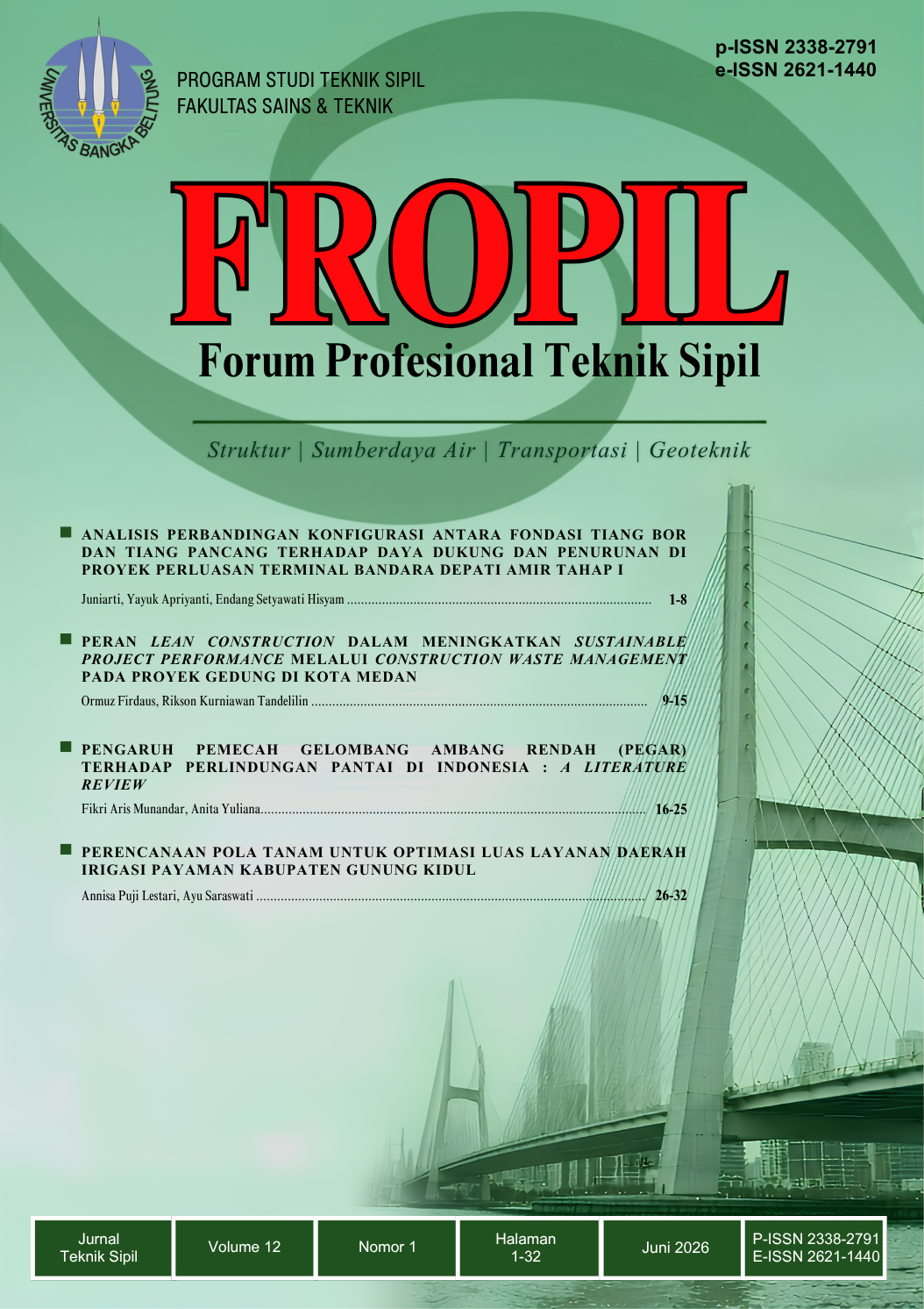 					View Vol. 12 No. 1 (2026): FROPIL (Forum Profesional Teknik Sipil)
				